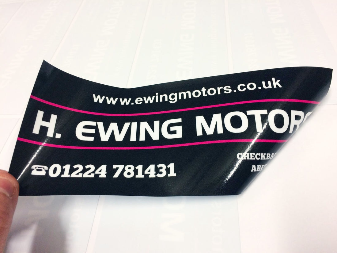 Custom car dealer window stickers – professional branding for showrooms and forecourts