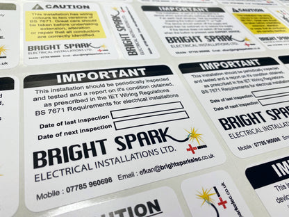 Easy-to-read periodic inspection sticker on equipment