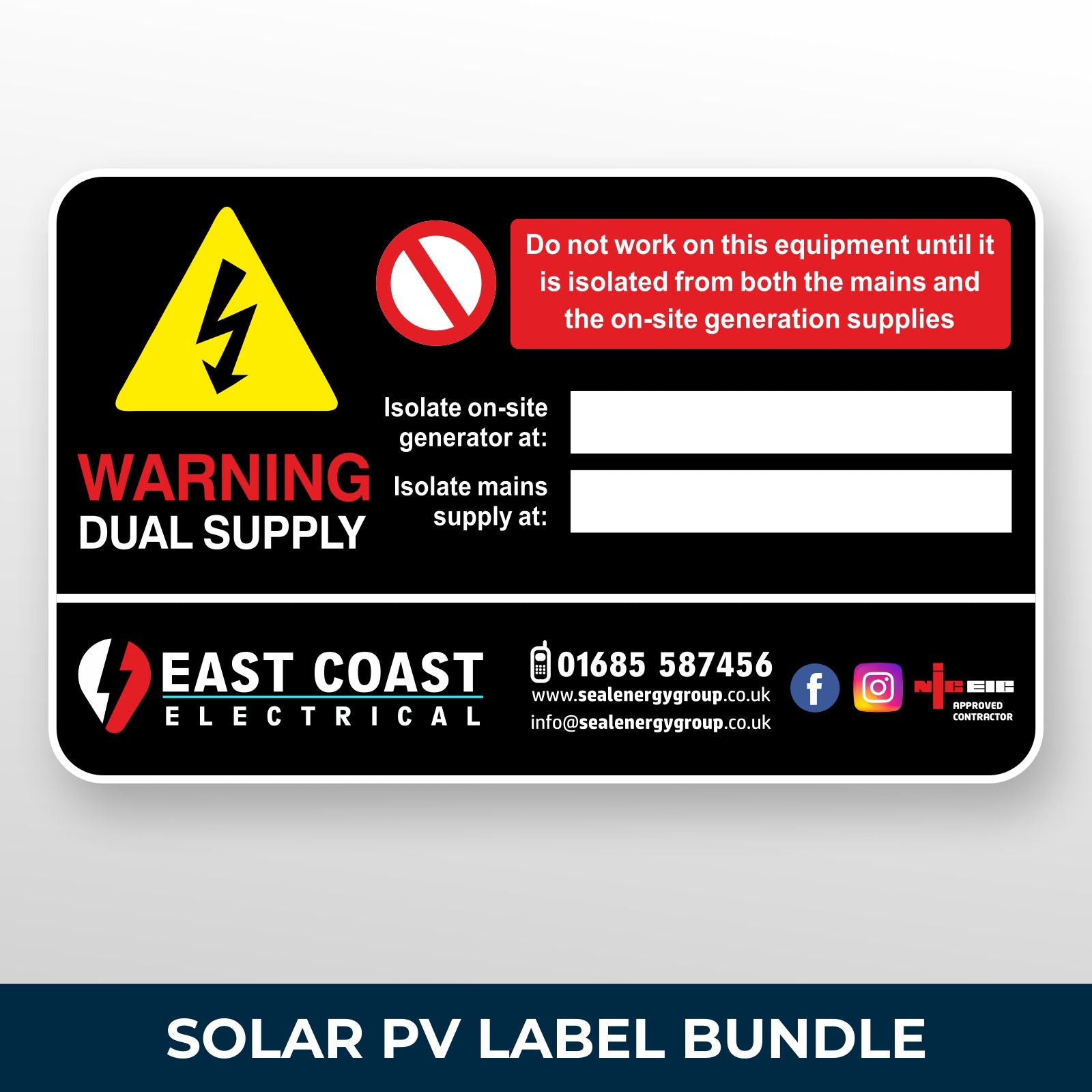 Warning Dual Supply Electrical Labels